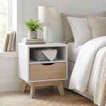 SOVAN Side Table-Oak+White