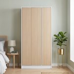 SOVAN 3 Door Wardrobe-Oak+White