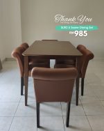 SUKI 6 Seater Dining Set-Toffee PU - Image 8