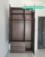 TEMI 240cm Height 6 Door 2 Drawers Wardrobe-Walnut - Image 8