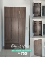 TEMI 240cm Height 6 Door 2 Drawers Wardrobe-Walnut - Image 7