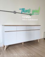 TIENNA 150cm Multipurpose Storage Sideboard-White+Oak - Image 7
