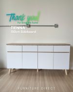 TIENNA 150cm Multipurpose Storage Sideboard-White+Oak - Image 8