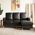 JAECOO 3 Seater Pet Friendly L Shaped Sofa-Black PU