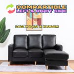 JAECOO 3 Seater Pet Friendly L Shaped Sofa-Black PU - Image 4