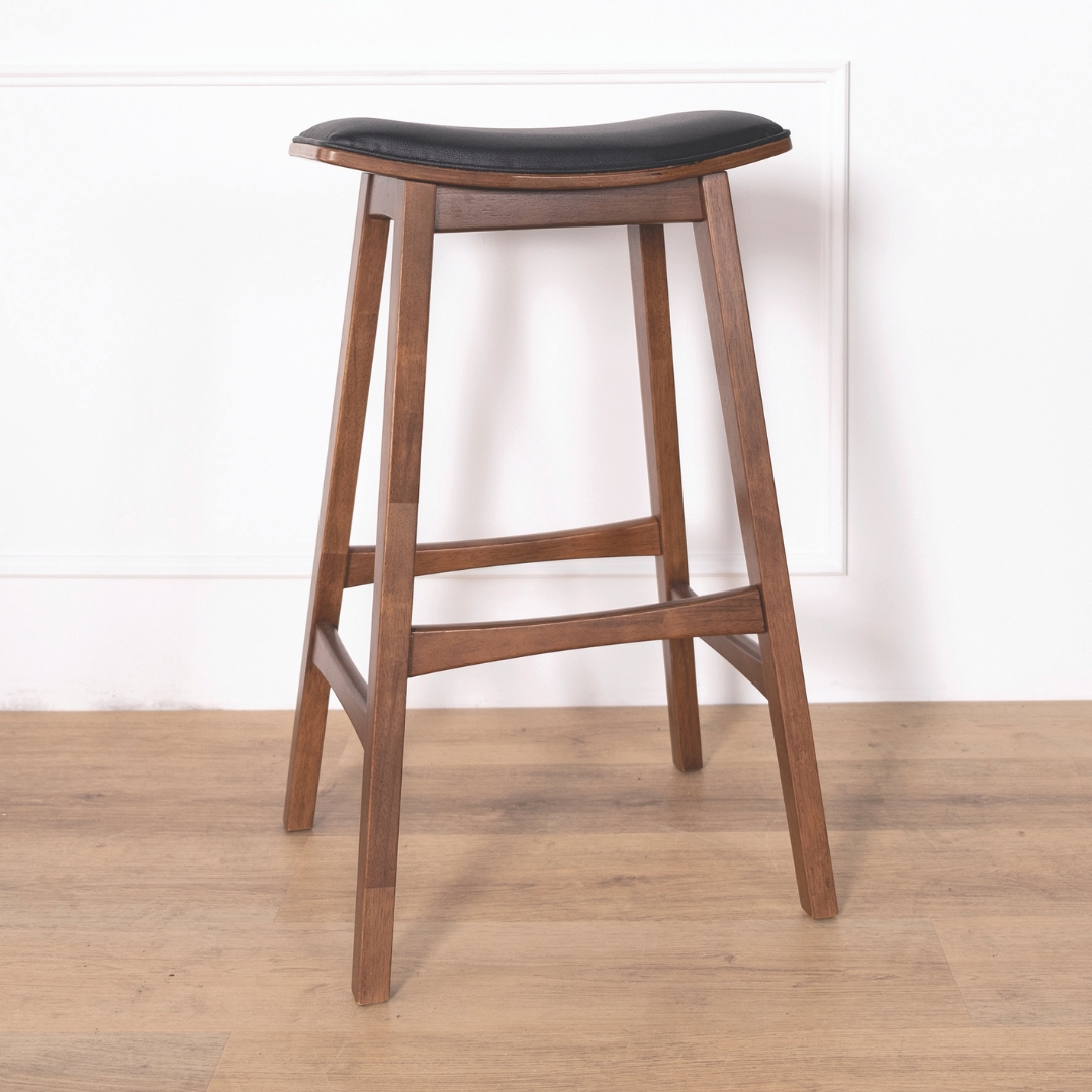 MORRIS STOOL MOSSI 75cm Wooden Bar Stool-Medium Brown - Image 1