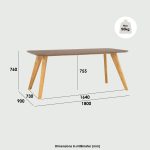 RYDER 180cm Dining Table-Oak - Image 3