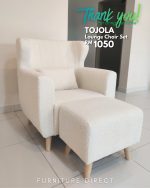TOJOLA Fleece Fabric Lounge Chair With Stool-Cream - Image 4
