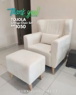 TOJOLA Fleece Fabric Lounge Chair With Stool-Cream - Image 5