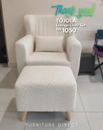TOJOLA Fleece Fabric Lounge Chair With Stool-Cream - Image 6