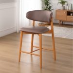 ZELDA 24" Wooden Bar Chair-Light Walnut