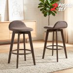 [Set of 2] MORA Curved Seat Bar Chair-Chestnut