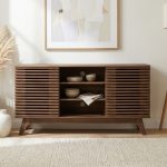 PRADO 140cm Slatted Wood Sideboard-Walnut