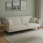 DOLLA 3 Seater Easy Clean Fabric Sofa Bed-Cream - Image 2