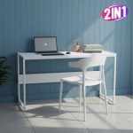 [PACKAGE]HARRY 2 In 1 Study Desk With Chair-White