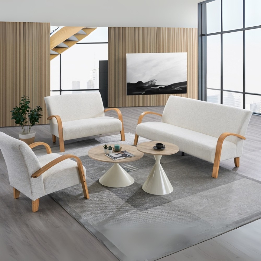 KOBE SOFA-4 KOBE 123 Seater Bent Wood Sofa-Beige - Image 1