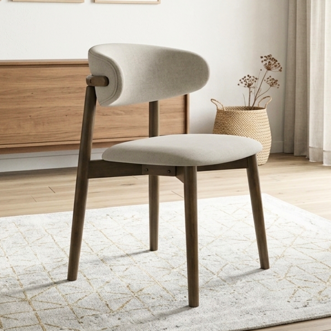 NESSA DC WAL NISA Curved Back Dining Chair-Walnut - Image 1
