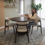 NISA 4 Seater Full Solid Wood Dining Set-Walnut - Image 2