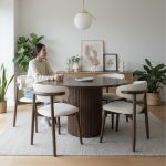 NISA 4 Seater Full Solid Wood Dining Set-Walnut