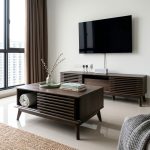 PRATO 2 In 1 180cm Louver Design Living Set-Walnut - Image 2