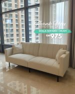 DOLLA 3 Seater Easy Clean Fabric Sofa Bed-Cream - Image 8