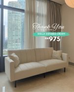 DOLLA 3 Seater Easy Clean Fabric Sofa Bed-Cream - Image 6