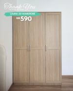 LAURA 120cm 3 Door Wardrobe-Oak - Image 7