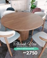 MOLLA D122cm Full Solid Round Dining Table-Beech - Image 7