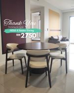 NISA 4 Seater Full Solid Wood Dining Set-Walnut - Image 8