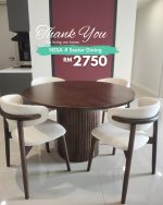 NISA 4 Seater Full Solid Wood Dining Set-Walnut - Image 7