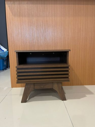 PRADO Slatted Wood Side Table-Walnut photo review