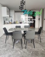 SIERRA 6 Seater Sintered Stone Dining Set-Grey - Image 4