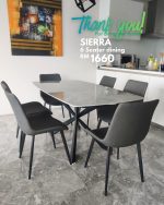 SIERRA 6 Seater Sintered Stone Dining Set-Grey - Image 5