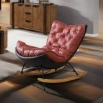 56122-RCRE Relax Chair+Stool-Dark Red (Walnut / Black)