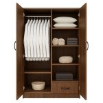 WR 6032 2 Door 1 Drawer Wardrobe-Walnut - Image 2
