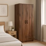 WR 6032 2 Door 1 Drawer Wardrobe-Walnut