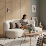 COOMA 3 Seater Curve Shaped Pet Friendly Sofa-Stone