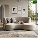 COOMA 3 Seater Curve Shaped Pet Friendly Sofa-Stone