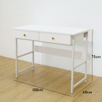 MOONIE 100cm 2 Drawers Study Desk-White - Image 6