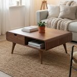 MARJOLY 90x90cm Wooden Coffee Table-Walnut