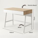 NYSSA 100cm 2 Drawers Study Desk-White - Image 3