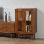 PAGAN Wooden Low Display Cabinet With Light-Walnut - Image 2