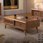 PRUDENCE 120cm Wooden Sliding Door Coffee Table-Walnut - Image 2