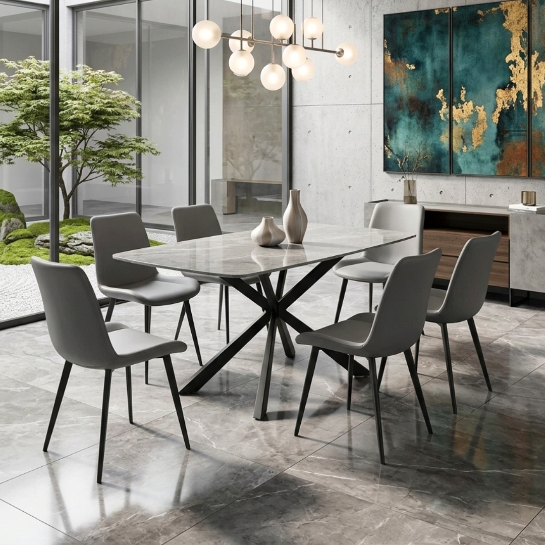 SIERRA 6S GREY-1 SIERRA 6 Seater Sintered Stone Dining Set-Grey - Image 1