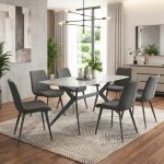 SONJA Ceramic Top 6 Seater Dining Set-Grey