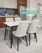ALICANTE 4 Seater Sintered Stone Dining Set-White - Image 2