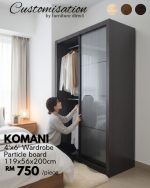 KOMANI 4'x6' Sliding Door Wardrobe-2 Colors - Image 9