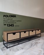 POLOMA 210cm Synthetic Rattan TV Cabinet-Walnut / Black - Image 4