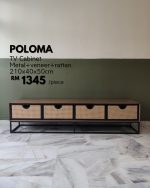 POLOMA 210cm Synthetic Rattan TV Cabinet-Walnut / Black - Image 6