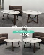 FLOW Dia90cm Sintered Stone Coffee Table-Walnut - Image 4